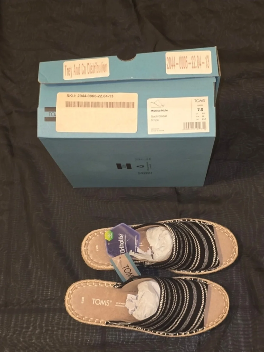 TOMS Striped Slip-On Espadrilles Wedge Sandals